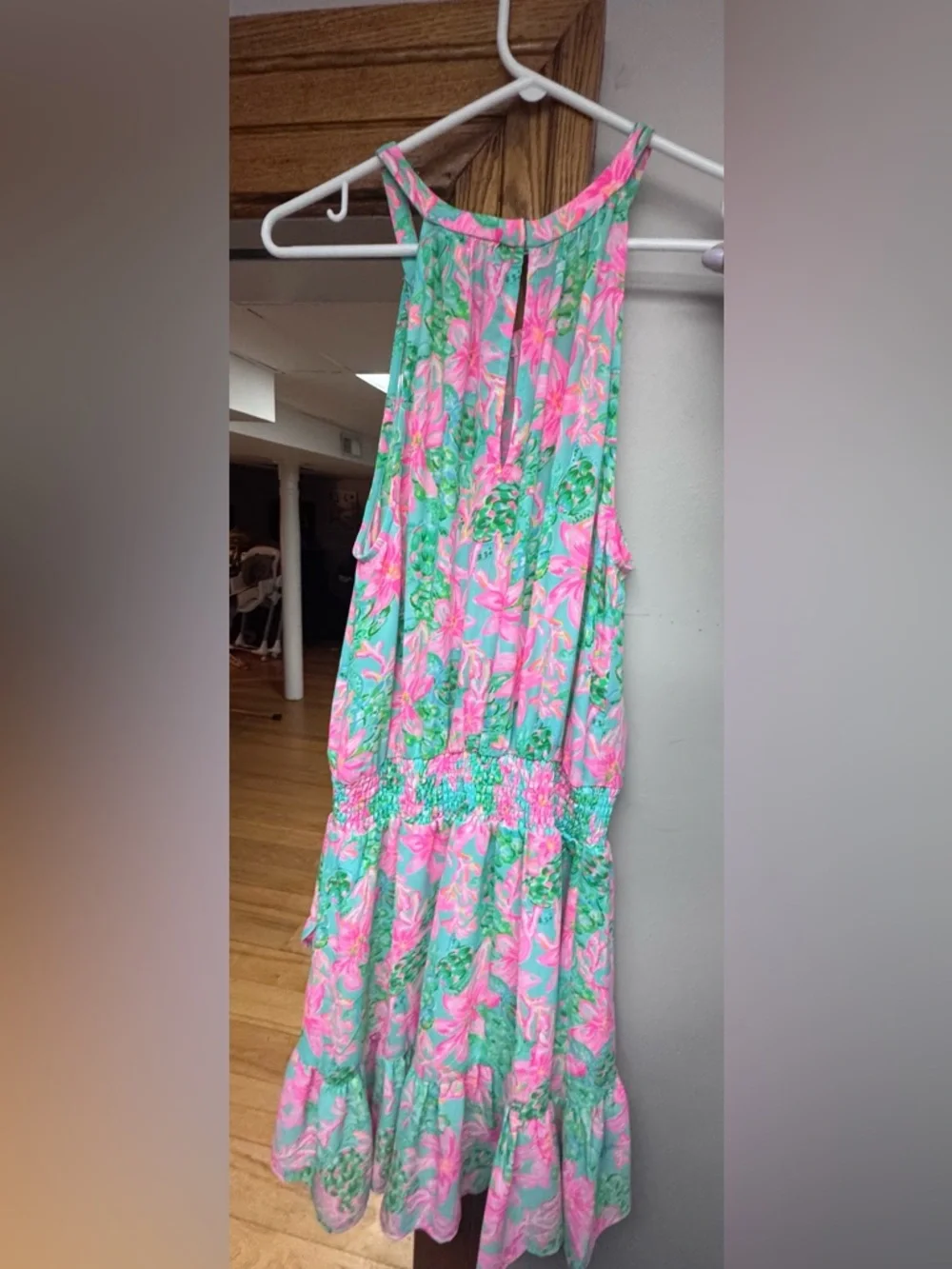 Lilly Pulitzer Cristiana Halter Smocked Dress Pink Green Resort Wedding Guest 8 - Picture 3 of 8